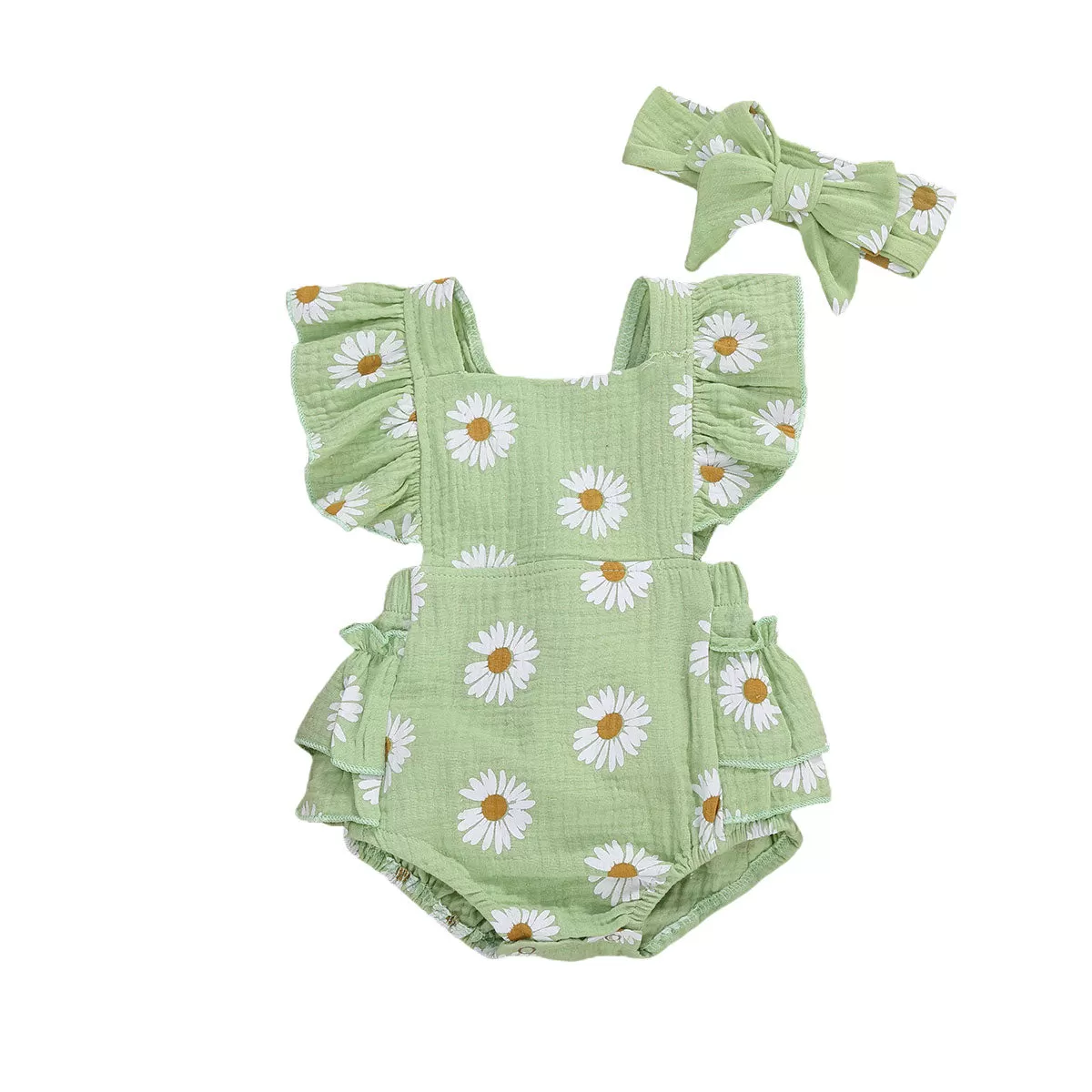 Cute Floral Sleeveless Romper for Baby Girls