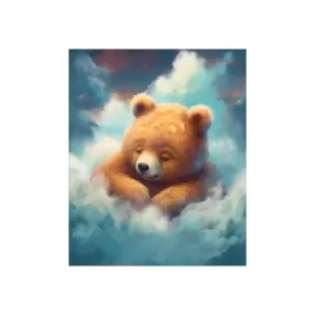 Cute sleeping Bear, Baby Room Wall Art, Nursery Decor, Kids room decor, clouds, sleeping animals, Animals Nursery Art , Nursery Décor,