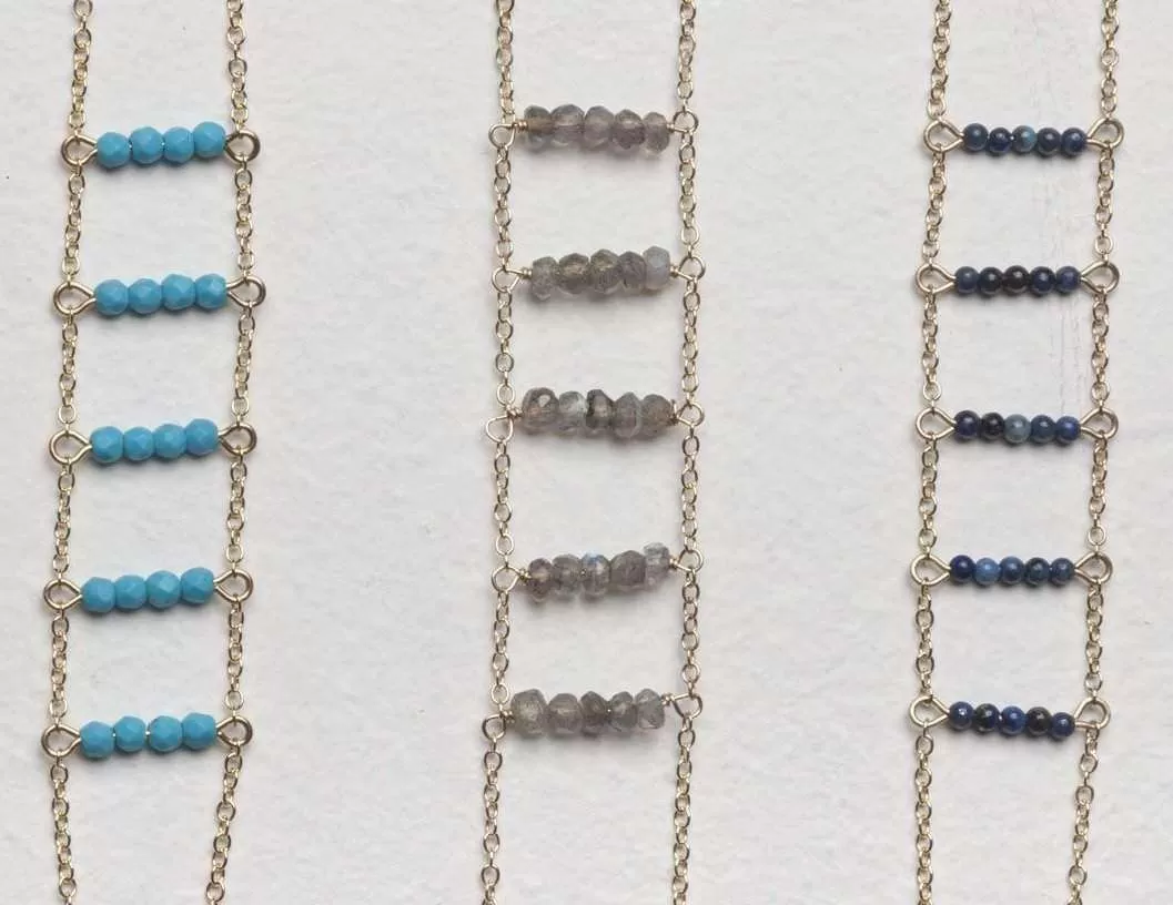 Double Ladders to Bliss Beaded Gemstone Hand Chain