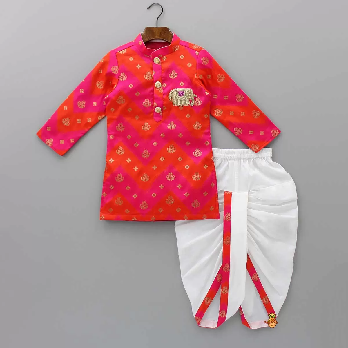 Embroidered Dual Tone Kurta And Dhoti