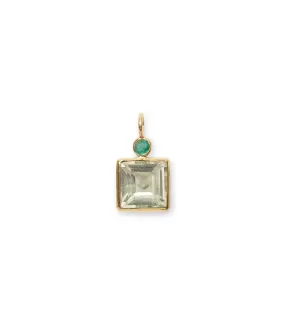 Emerald & Green Amethyst 14k Gold Necklace Charm