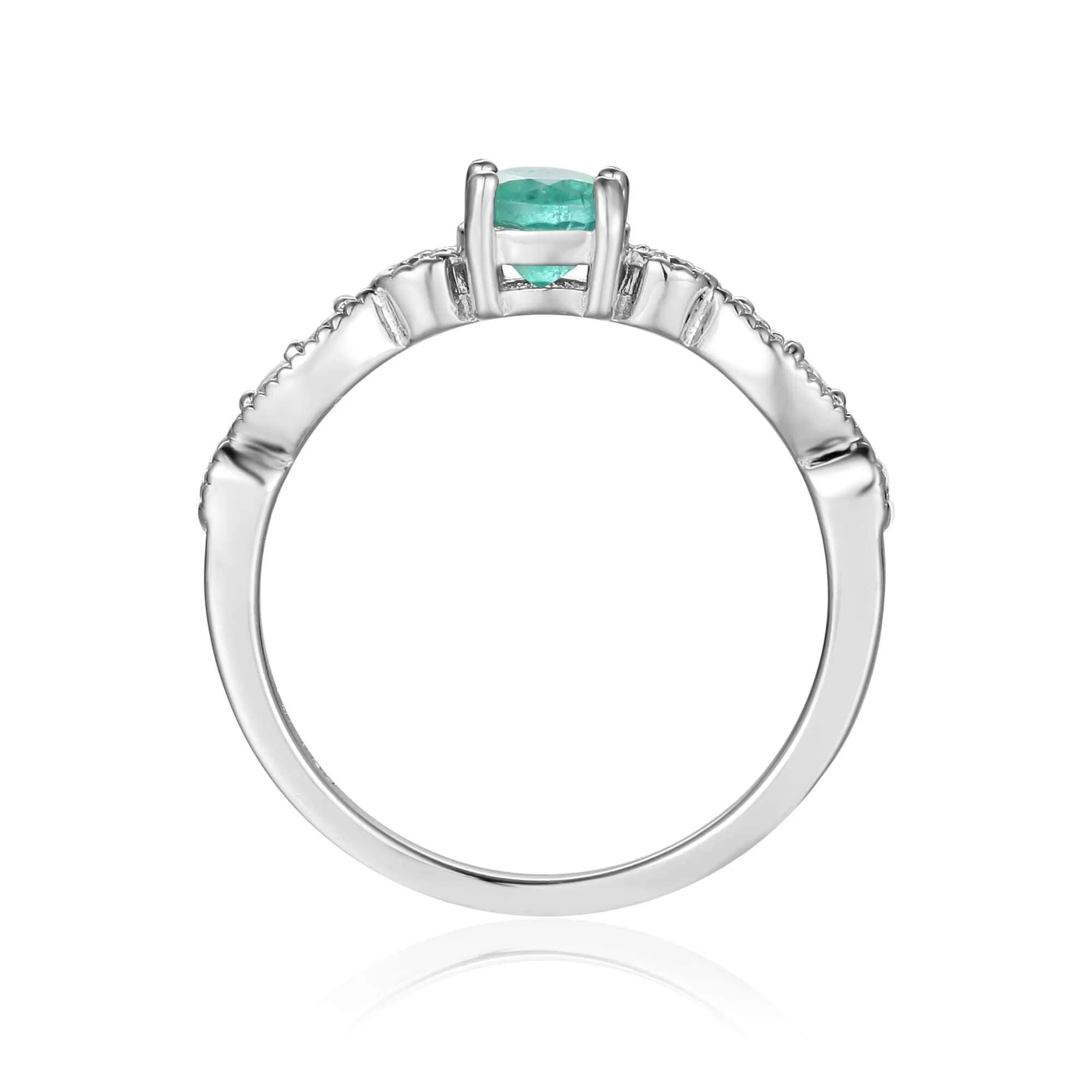 Emerald Round Solitaire Ring