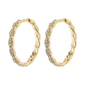 Ezo Twirled Medium Gold Plated Crystal Hoops