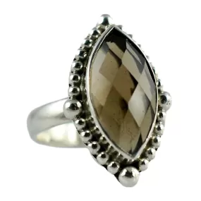 Genuine Smoky Quartz 925 solid sterling silver hand made designer Midi ring