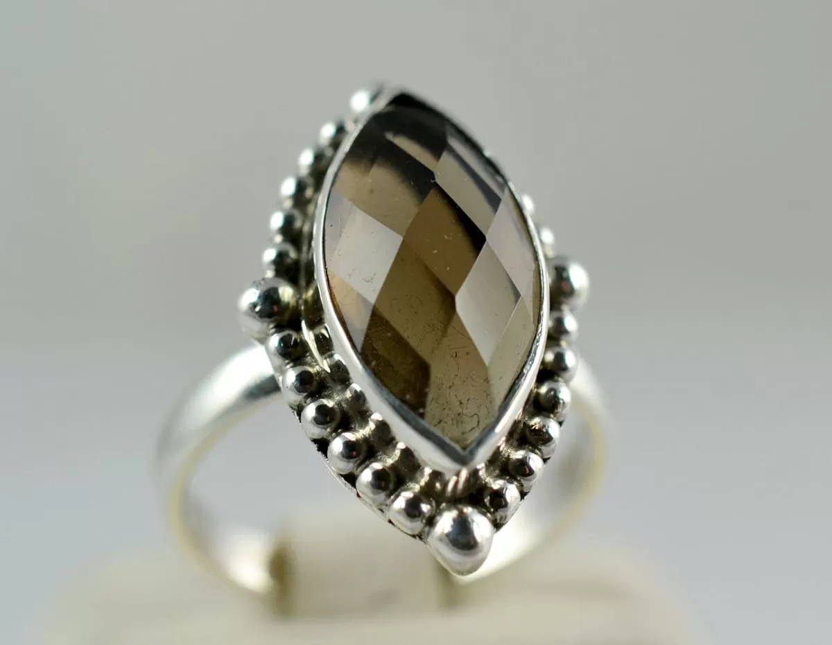 Genuine Smoky Quartz 925 solid sterling silver hand made designer Midi ring