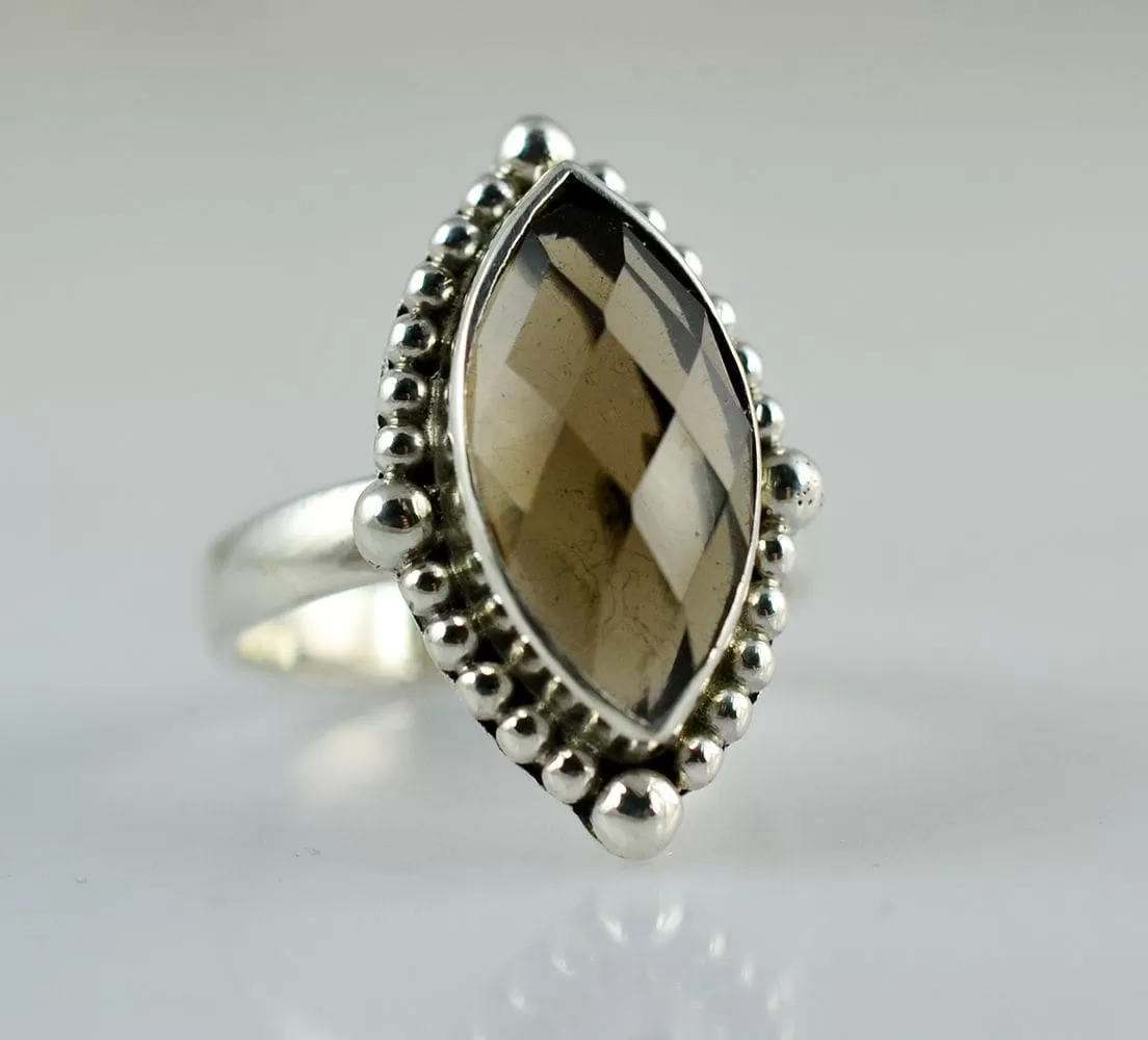 Genuine Smoky Quartz 925 solid sterling silver hand made designer Midi ring