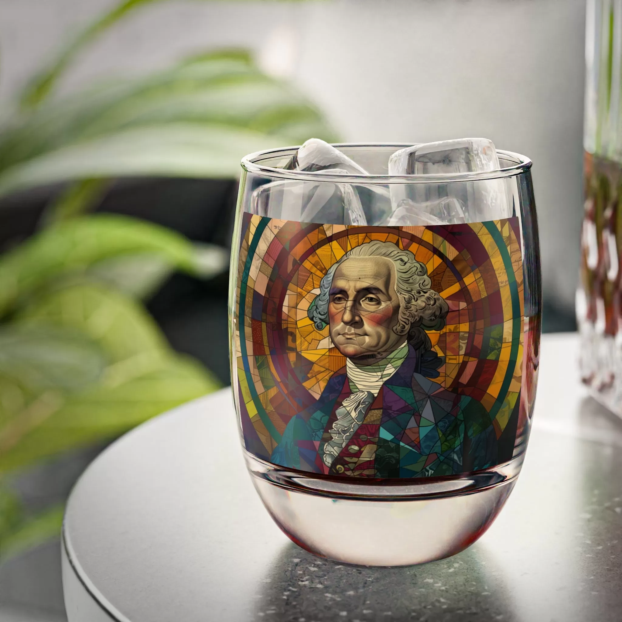 George Washington Stained Glass Whiskey Glass