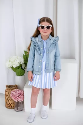 Girls Frill Shoulder Denim Jacket