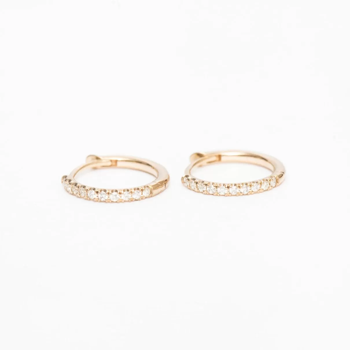 Gold Pave Diamond Huggie Hoops