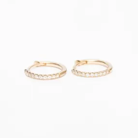 Gold Pave Diamond Huggie Hoops