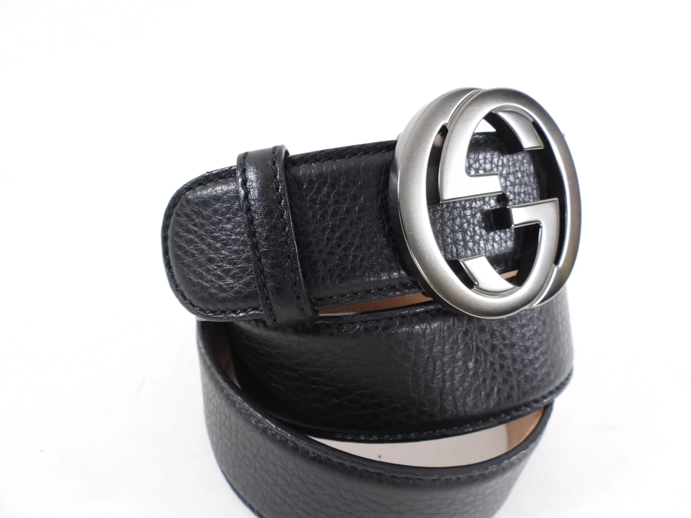 Gucci GG Black Leather Interlocking Belt - 110 / 44