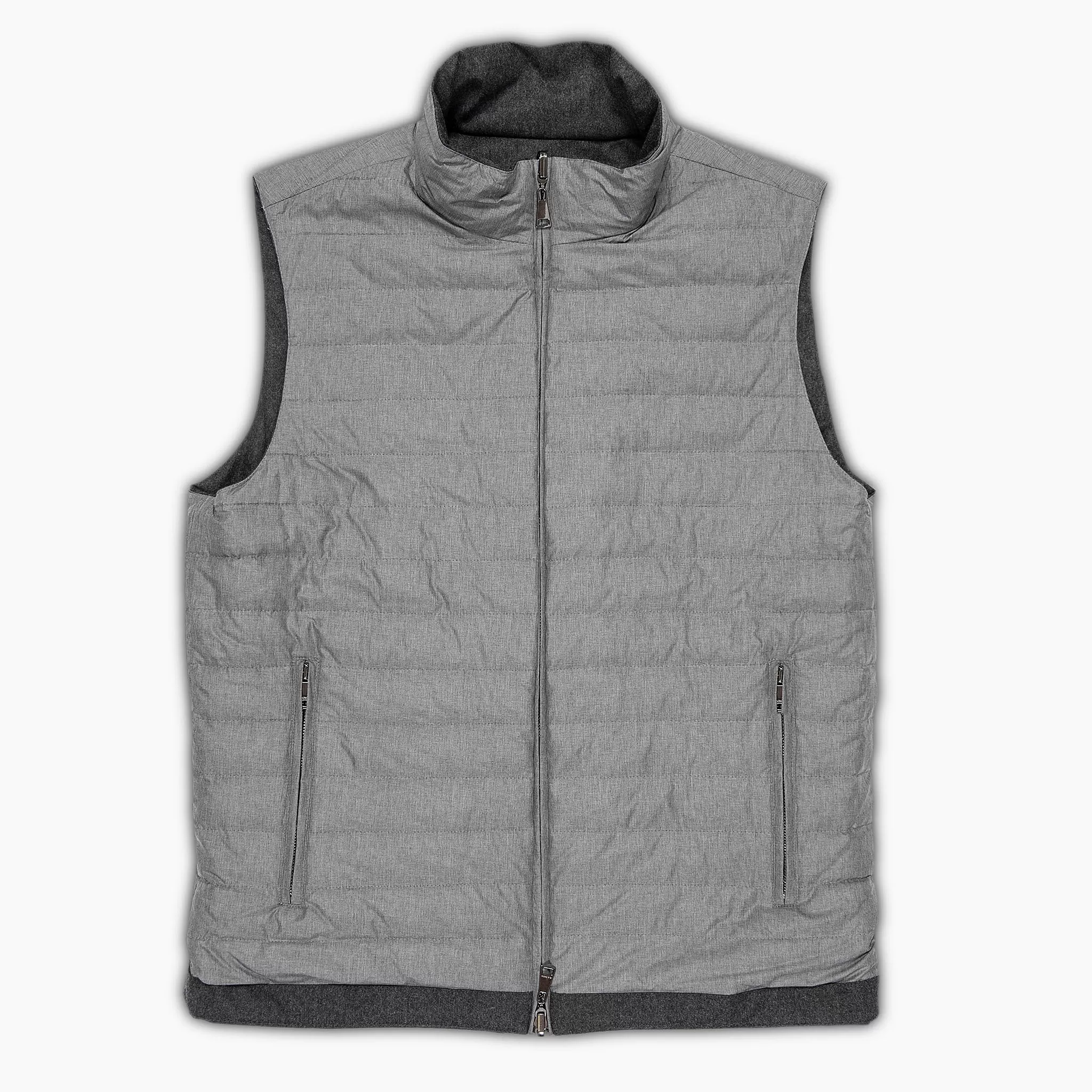 Herbert reversible gilet in winter wool and down (dark grey melange)