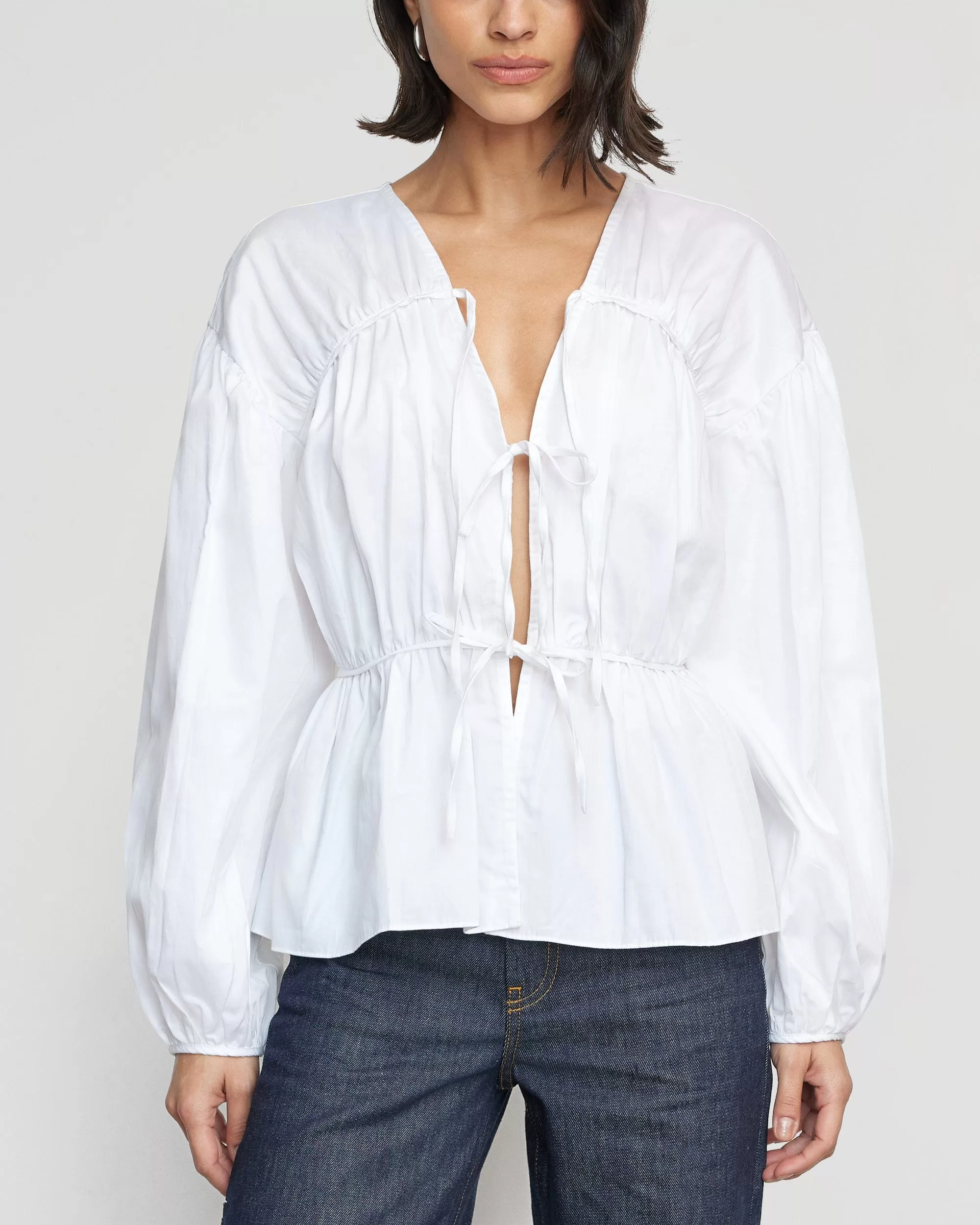 Hira Cotton Tie-Front Blouse