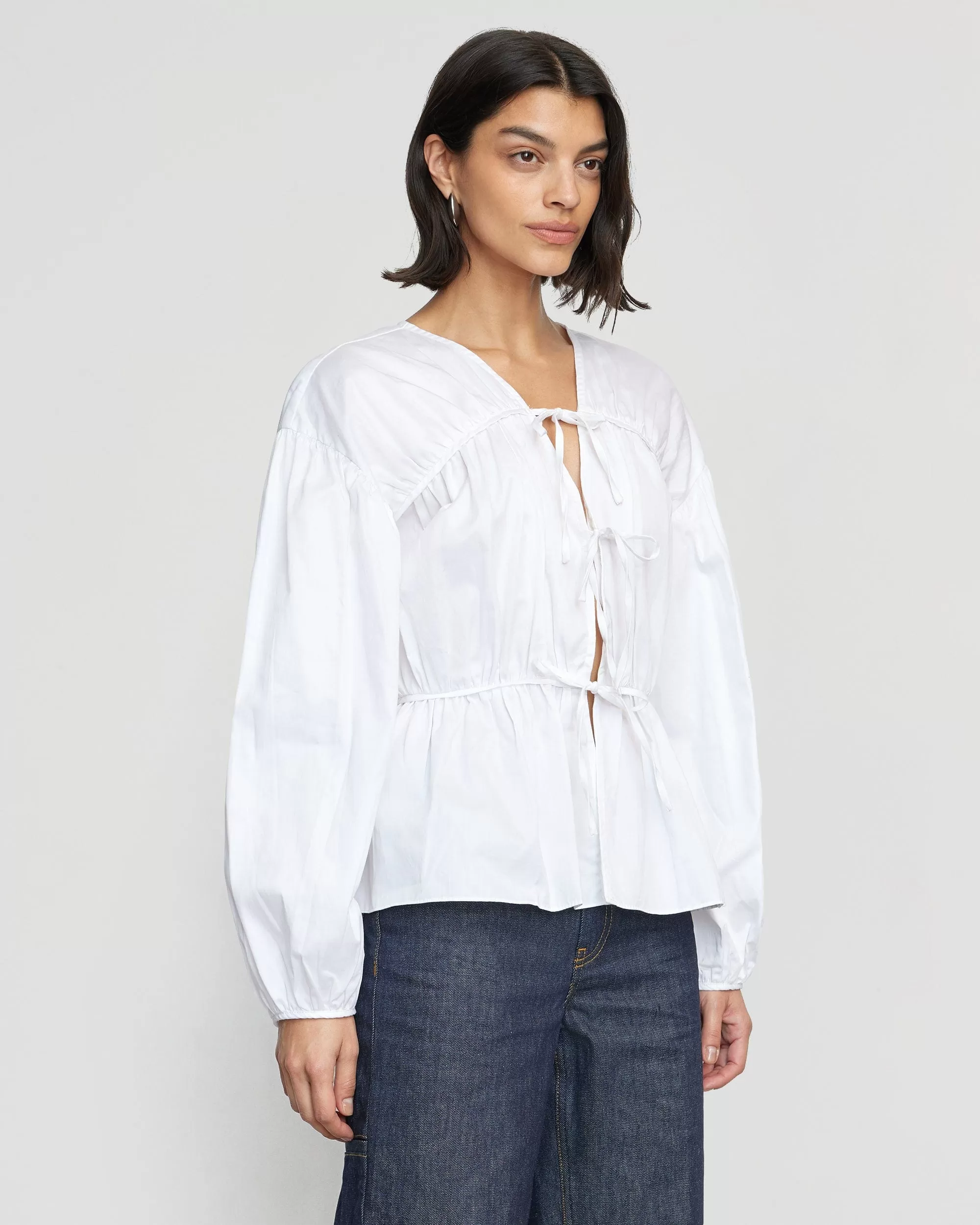 Hira Cotton Tie-Front Blouse