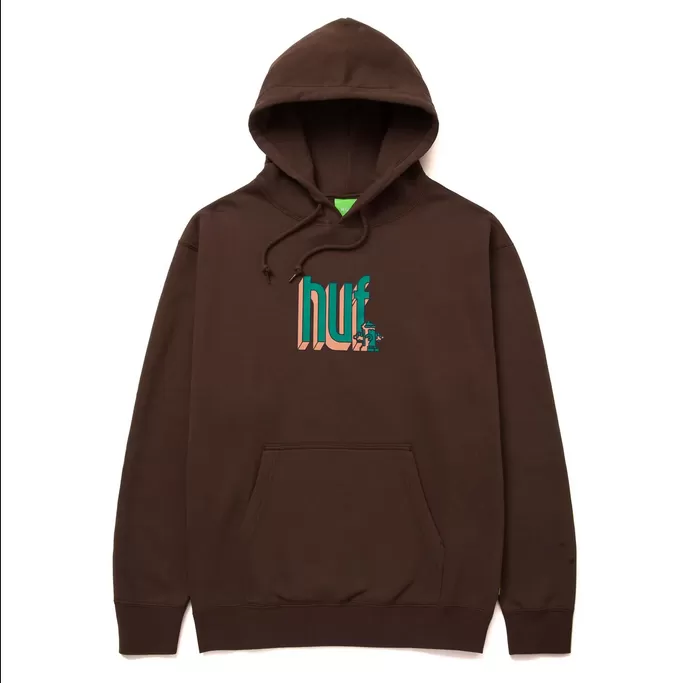 Huf Bookend men's hoodie PF00517 chocolate 