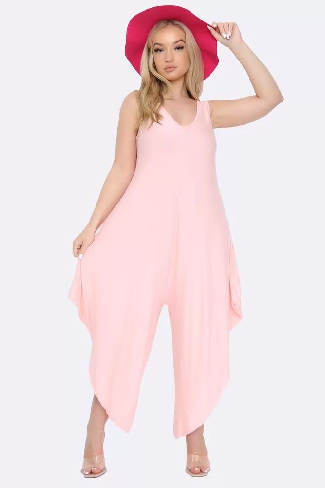 Italian Double V Neck Hareem Jumpsuit