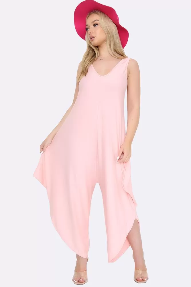 Italian Double V Neck Hareem Jumpsuit