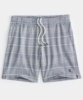 Knit Glen Plaid Track Short in Classic Navy