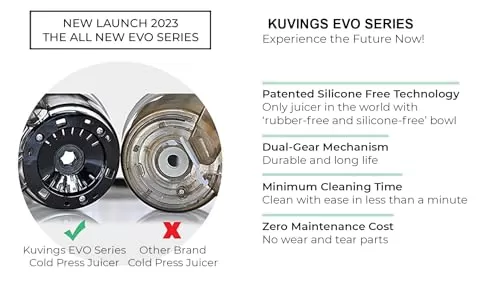 Kuvings EVO810 Black Professional Cold Press Whole Slow Juicer, Smoothie & Sorbet Attachments Included