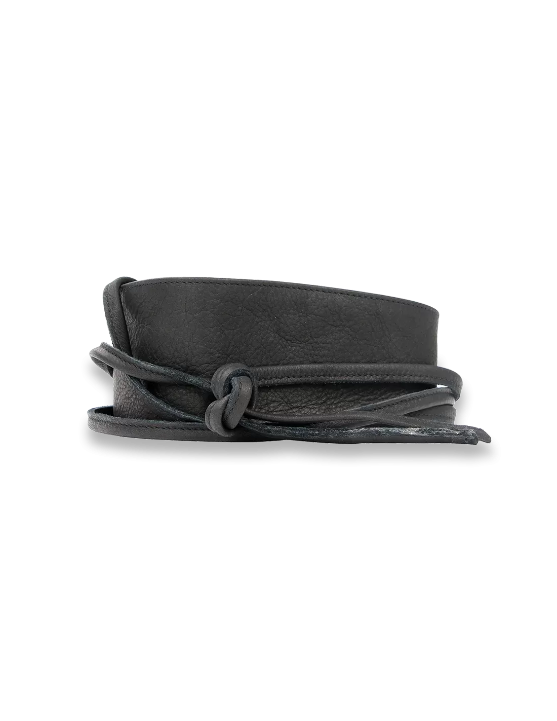 Leather Wrap & Tie Belt - Black