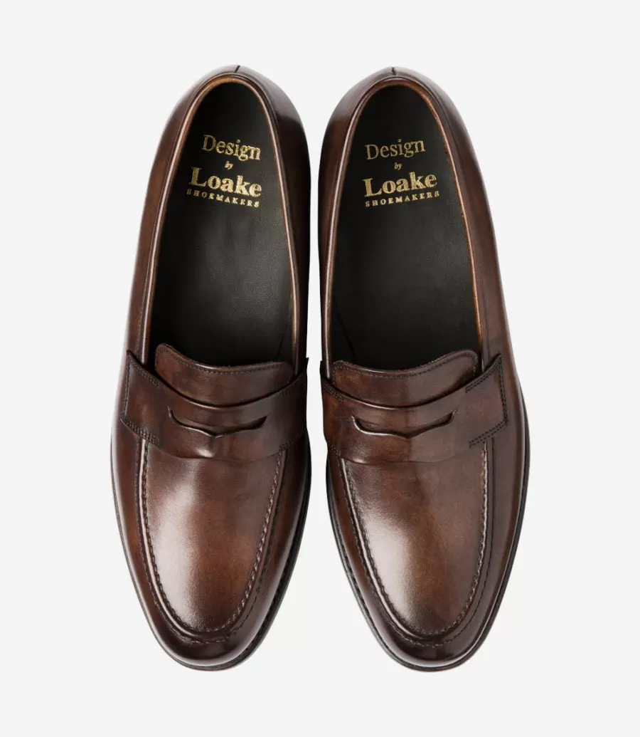 LOAKE Wiggins Loafer - Dark Brown Polished Calf