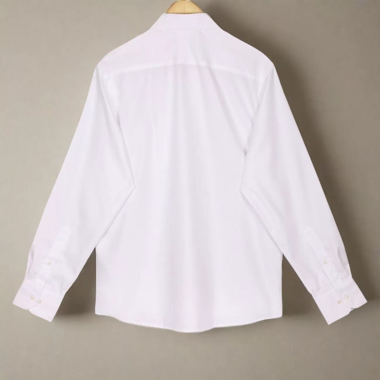 Luthai Pebble White Twill Button Down 2 Ply Giza Cotton Shirt