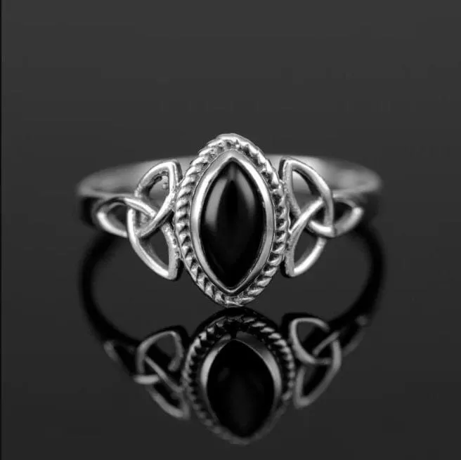 Marquise Black Onyx 925 Sterling Silver Gemstone Ladies Ring Jewellery Gift Jewelery