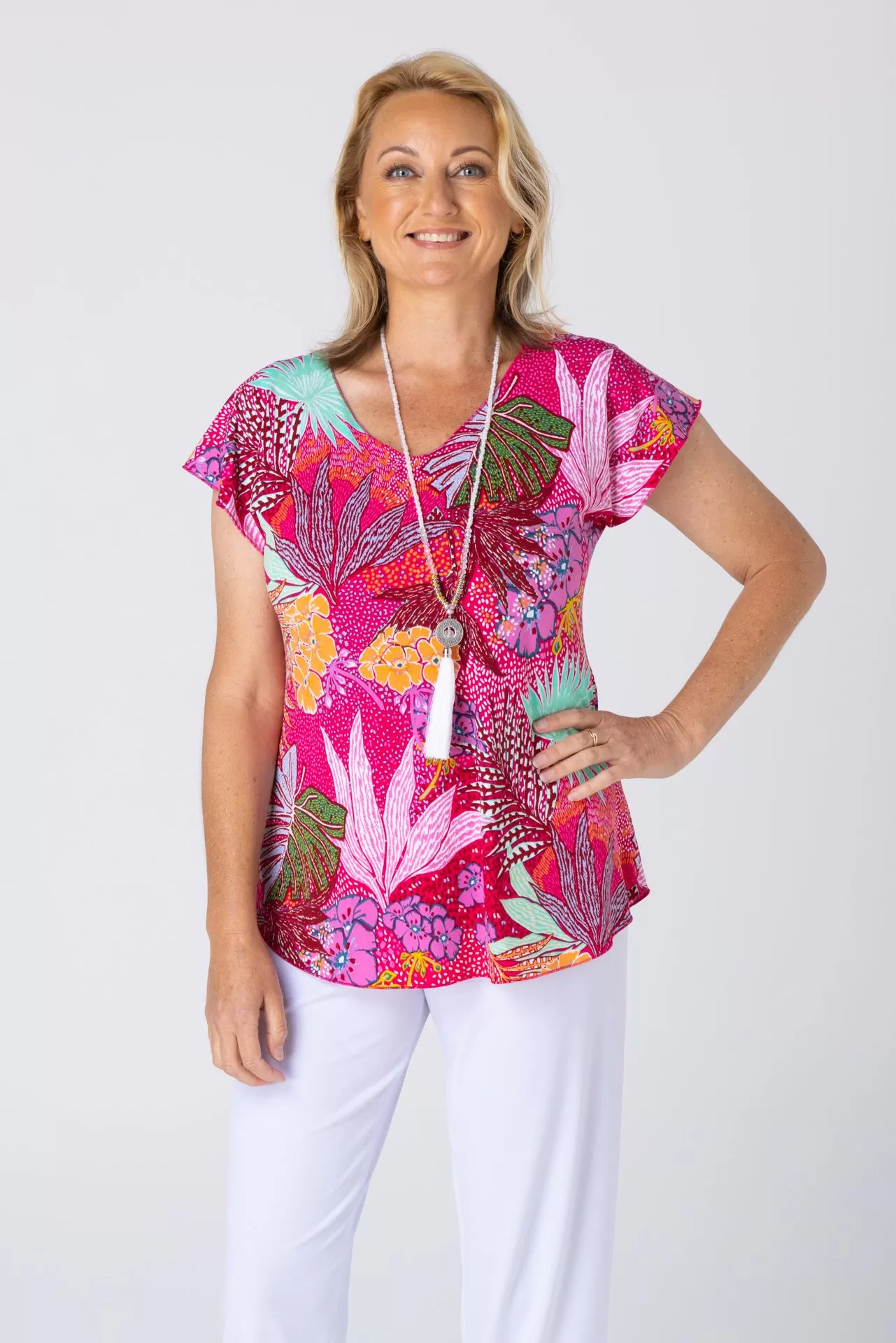 Maui Print Short Sleeve Jersey Top