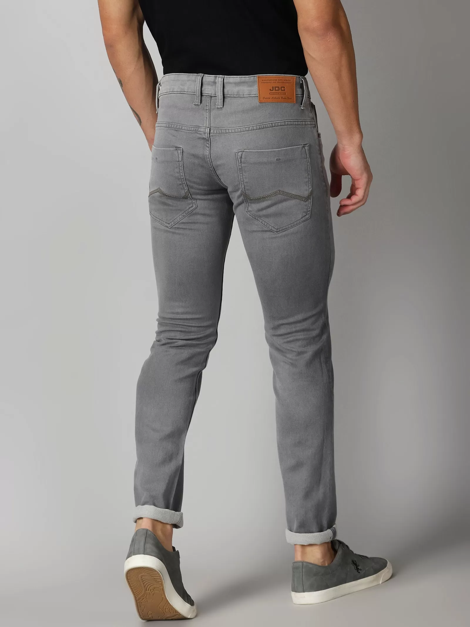 MEN'S DK GREY SOLID JASON FIT JEANS