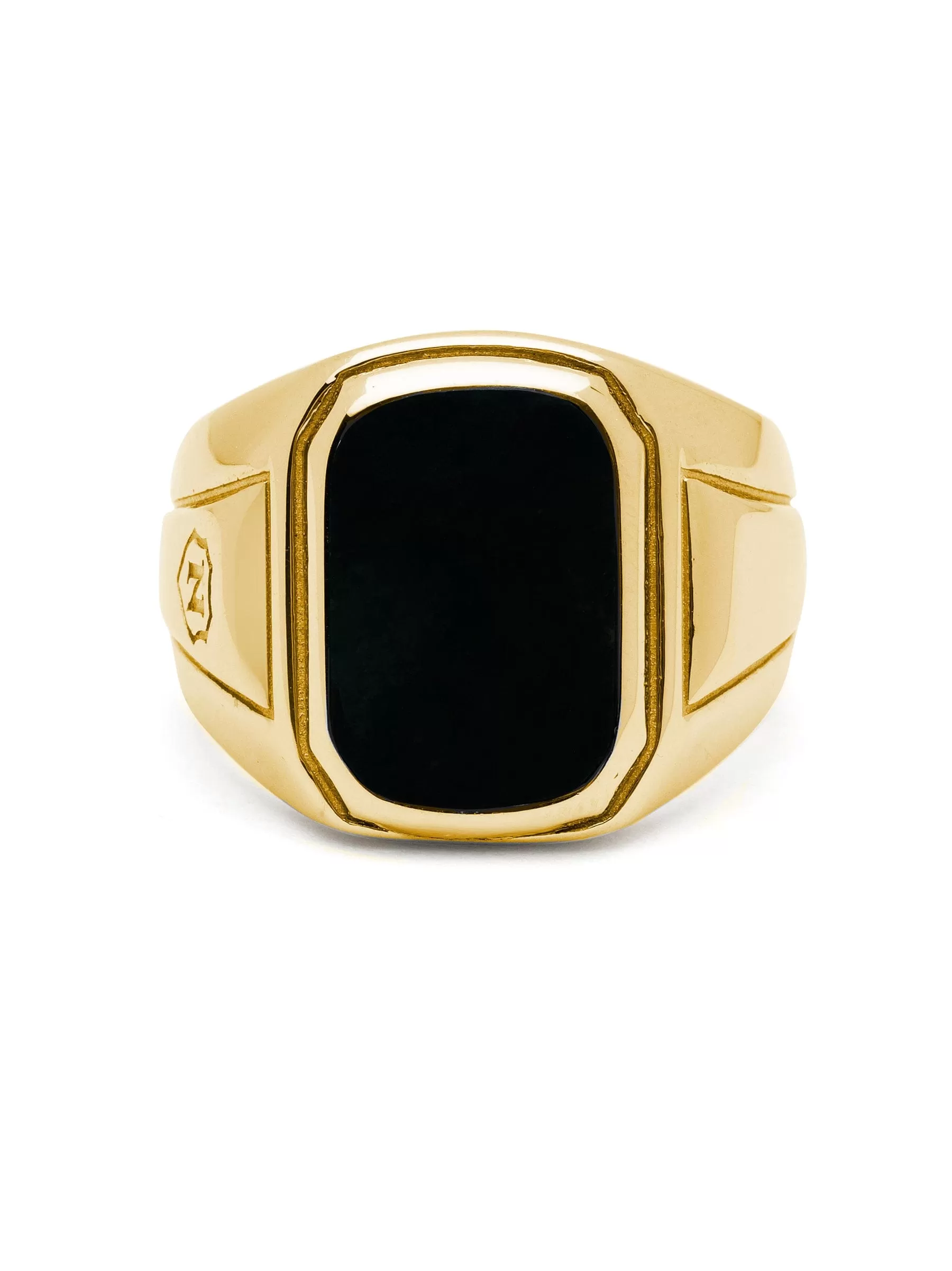 Men's Oblong Gold Plated Signet Ring with Onyx