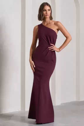 Michelle | Burgundy One-Shoulder Gathered Maxi Dress