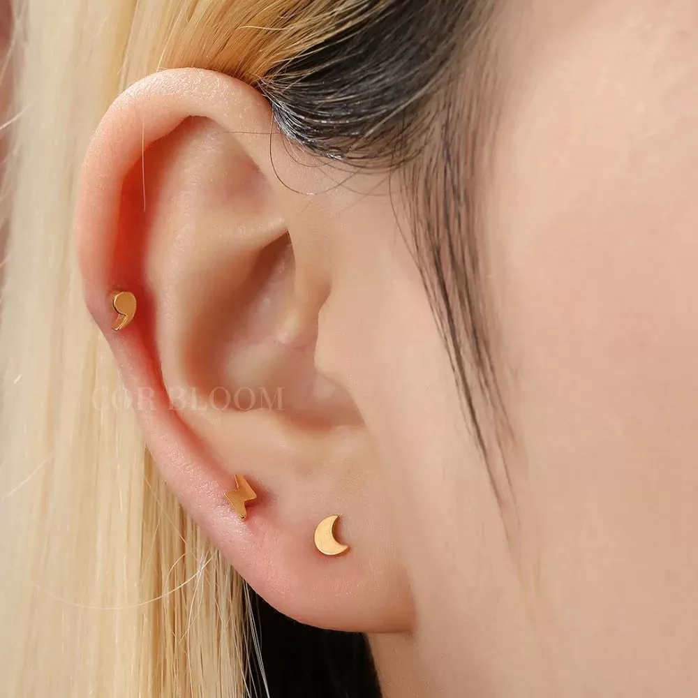 Minimal Small Moon Flat Back Stud (16G)