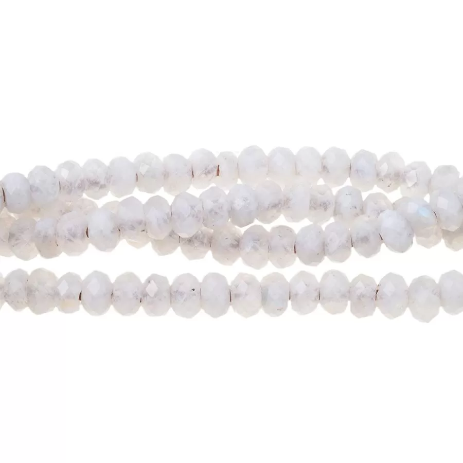 Moonstone 8mm Faceted Rondelle Large Hole (2-2.5mm) 8-Inch