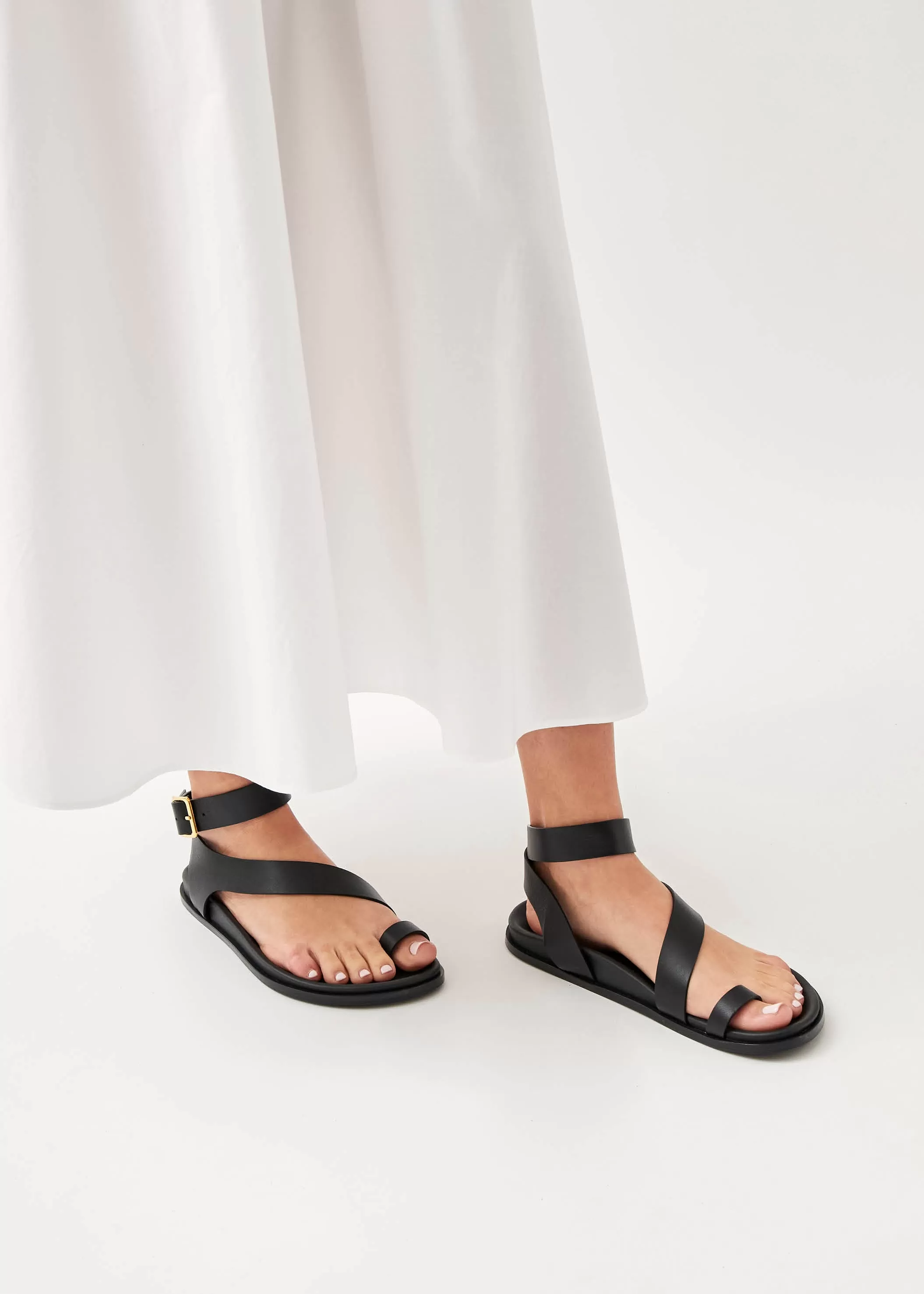 Myles Black Leather Sandals