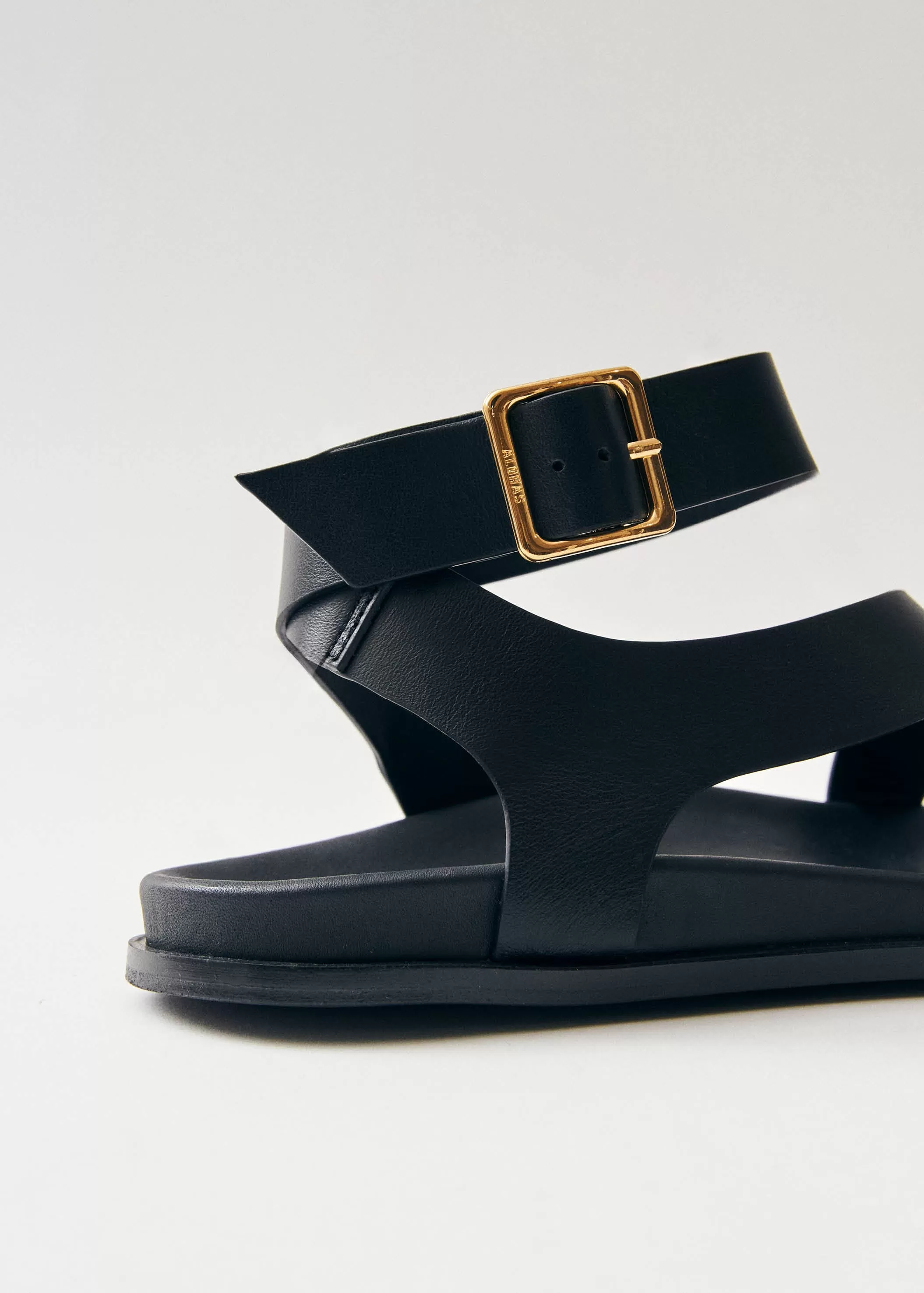 Myles Black Leather Sandals