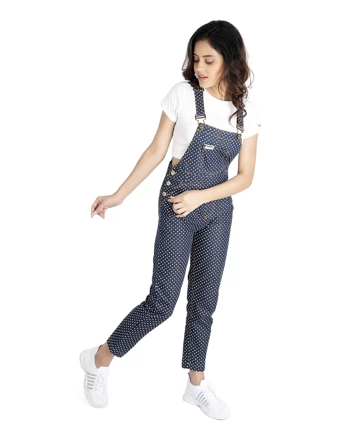 NaughtyDungaree® Polka Dot Womens Denim Dungaree