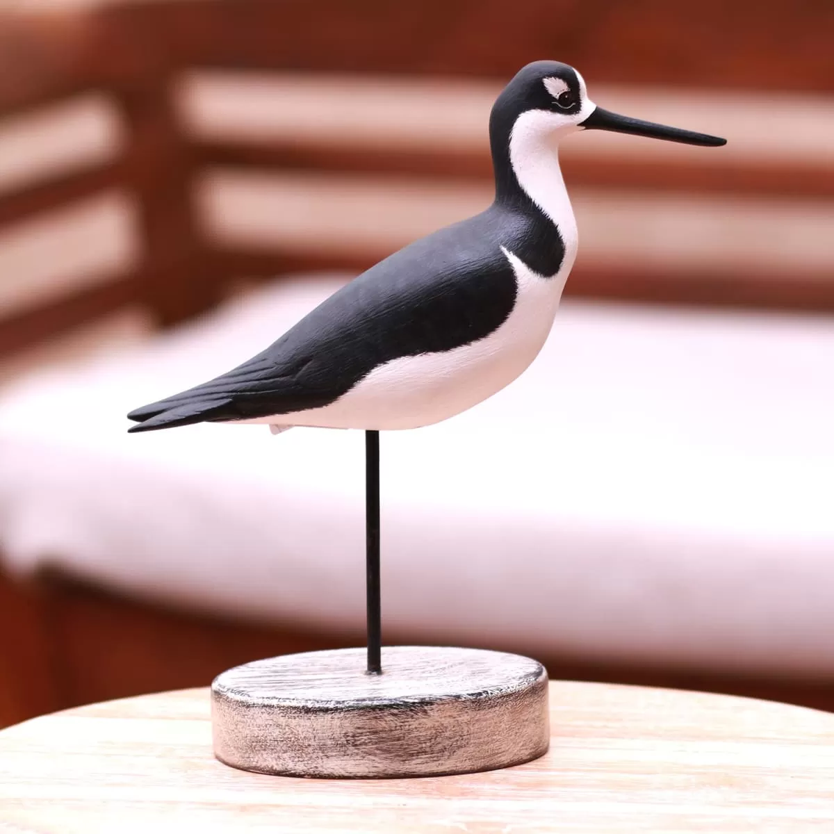 Novica Black-Necked Stilt Wood Sculpture