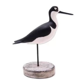 Novica Black-Necked Stilt Wood Sculpture