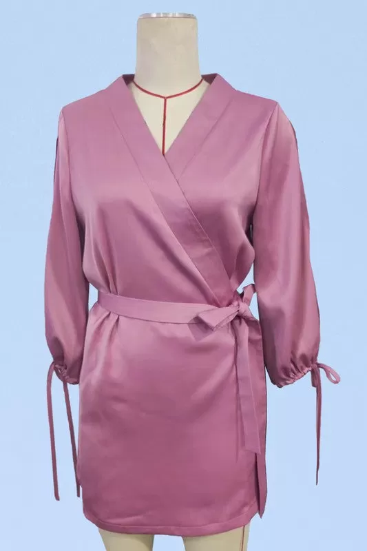 Open Hearts Satin Wrap Robe