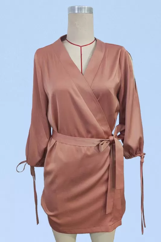 Open Hearts Satin Wrap Robe