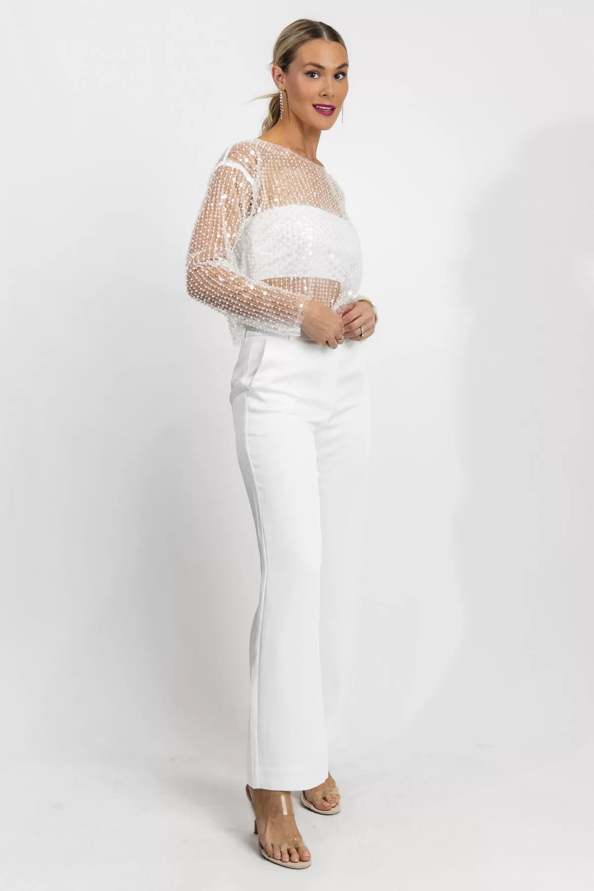 Party Prism White Satin Pants - Final Sale