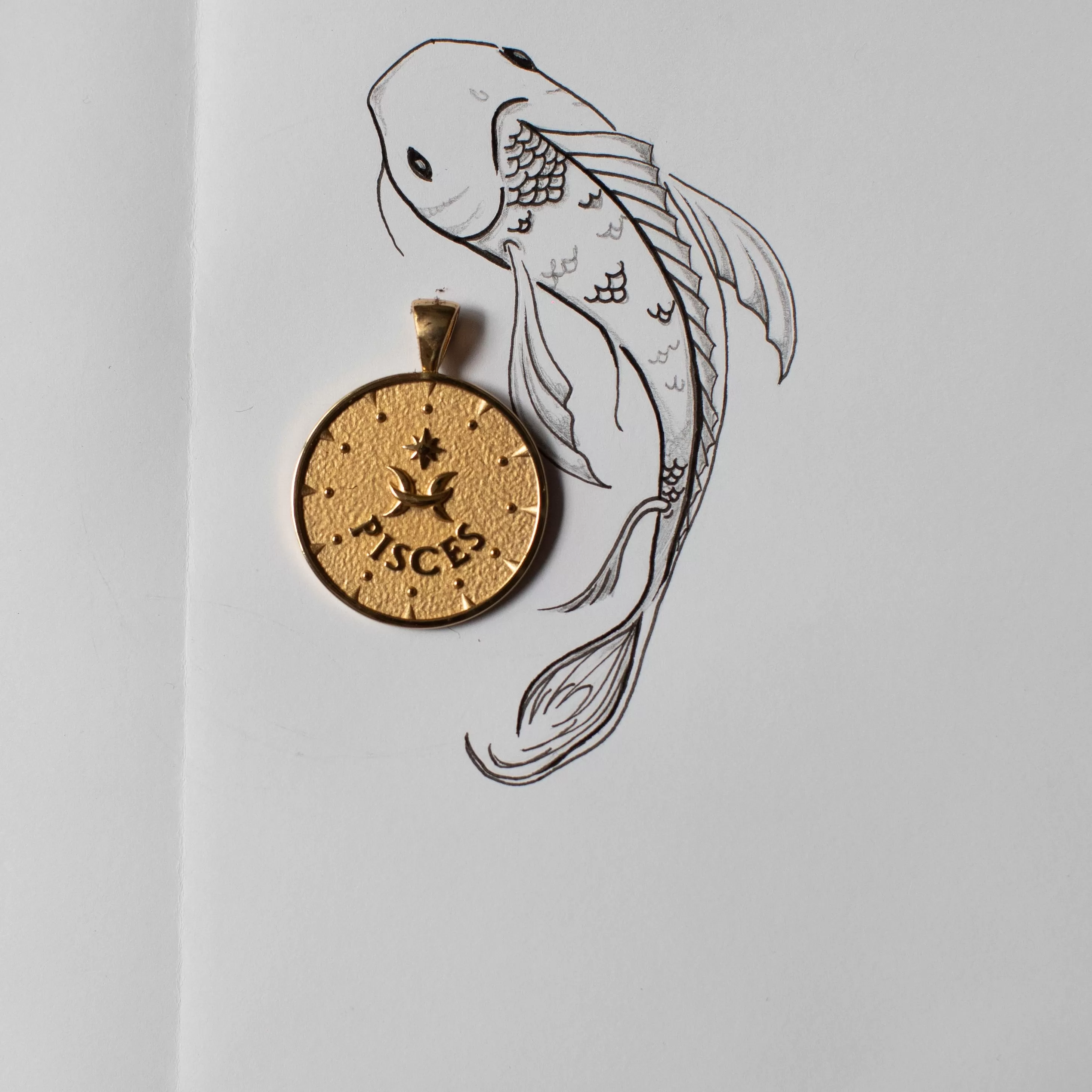 PISCES JW Zodiac Pendant Coin - Feb 19 - Mar 20