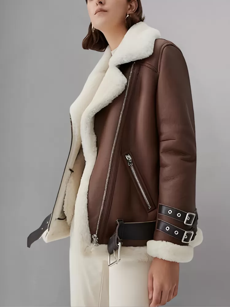 Real Leather Shearling Moto Jackets