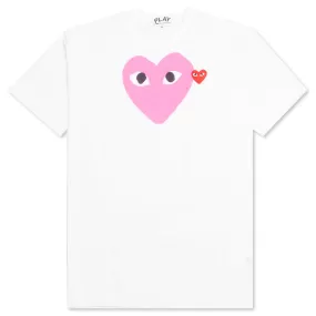 Red Emblem Heart T-Shirt - White/Pink