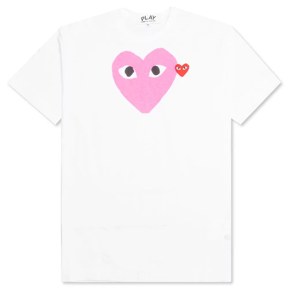 Red Emblem Heart T-Shirt - White/Pink