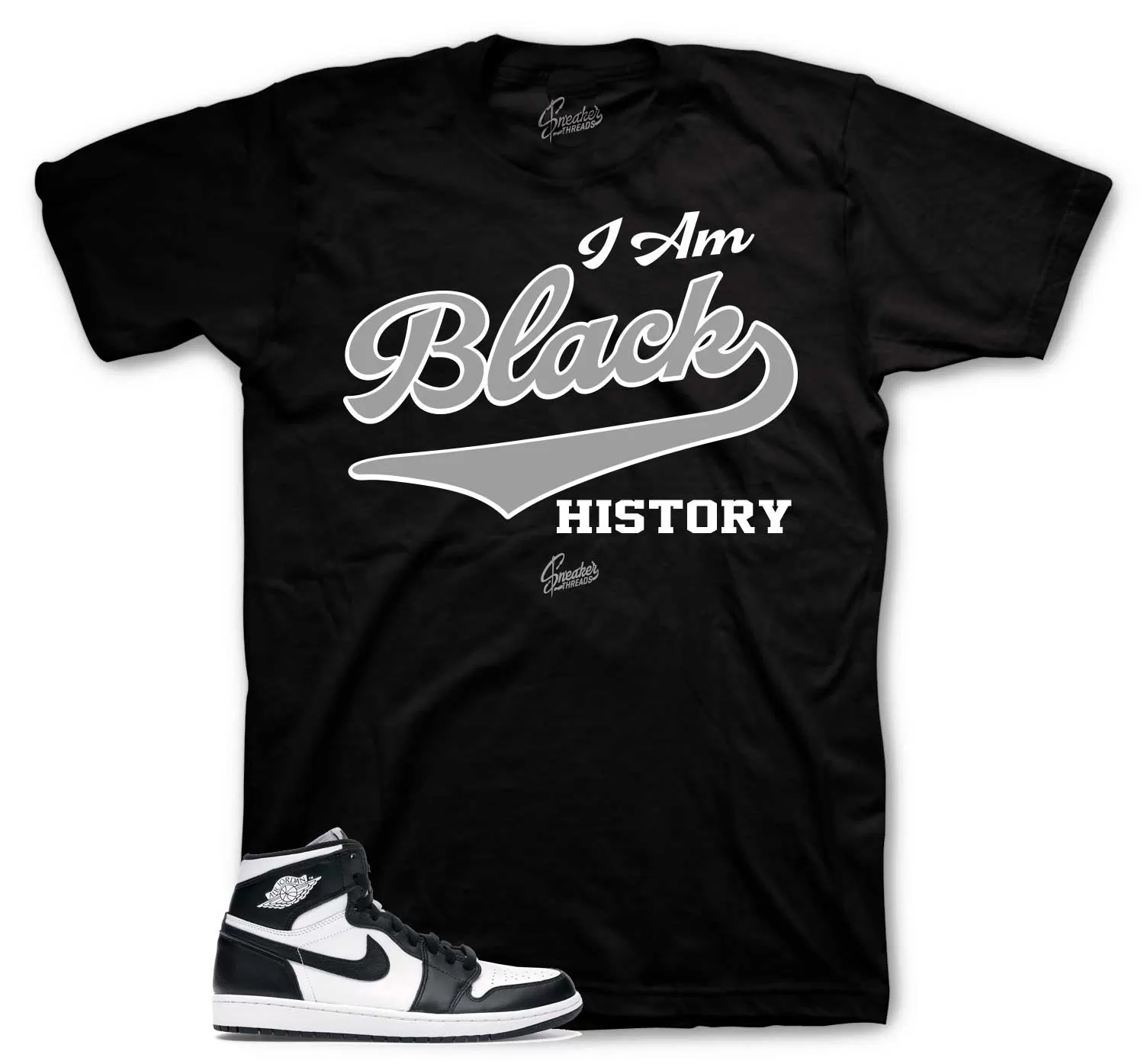 Retro 1 Black And White Shirt - I Am - Black