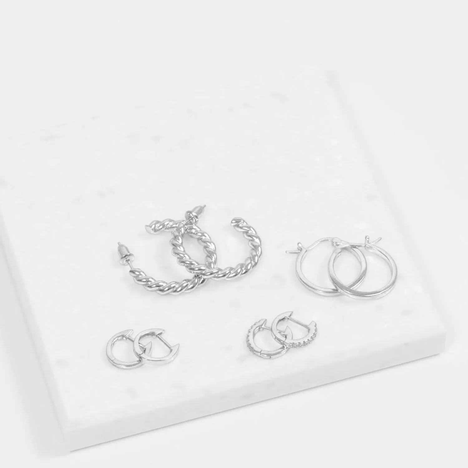 Roma Small Hoop Earrings (Silver)