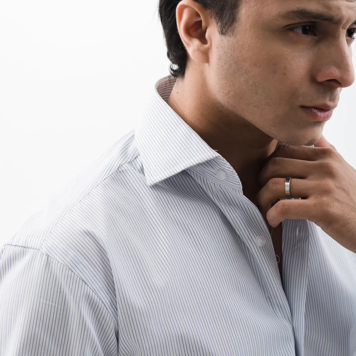 Self textured Striped Blue/White Formal Shirt