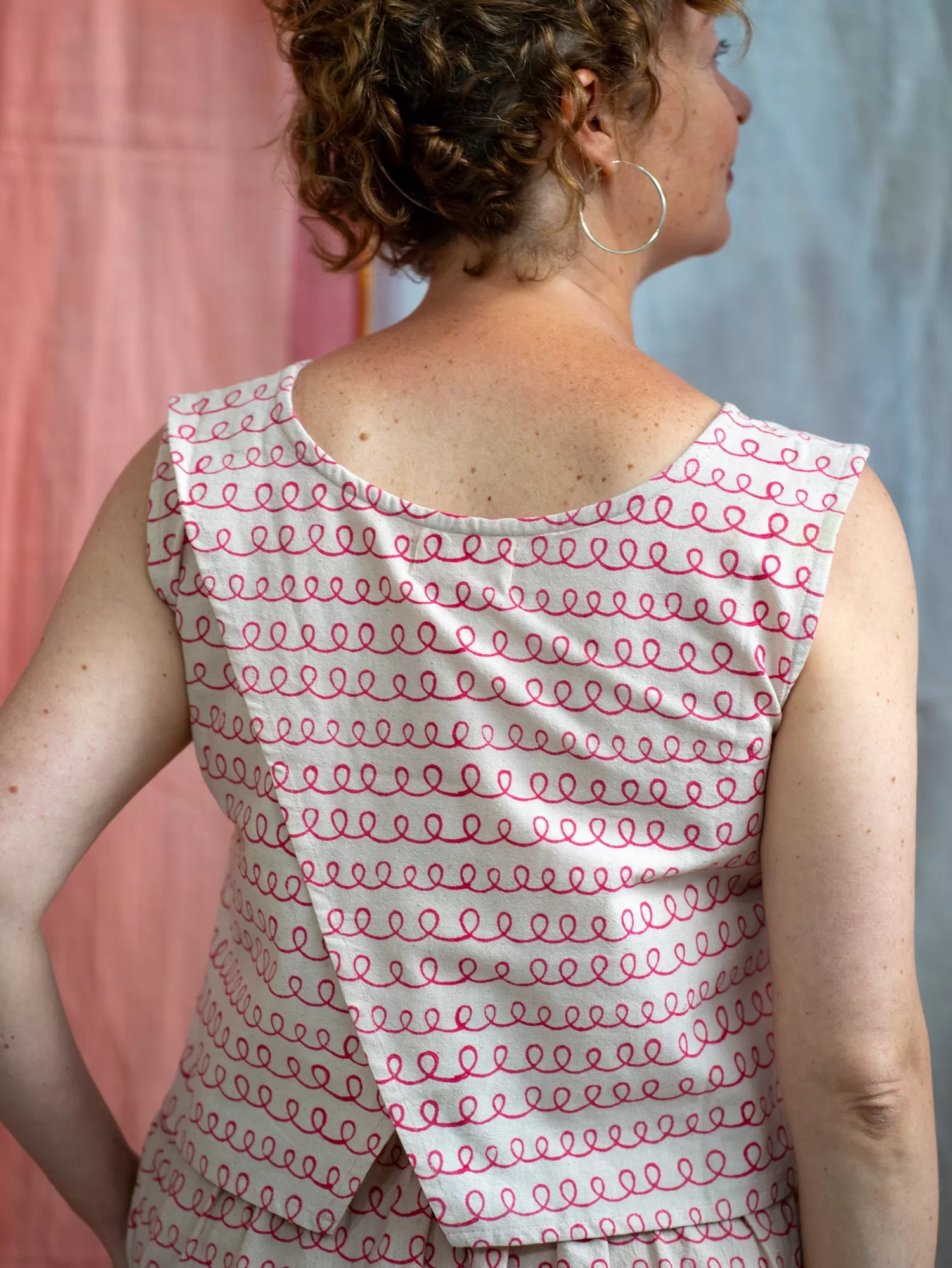 Shell Top – Pink Twirl Print