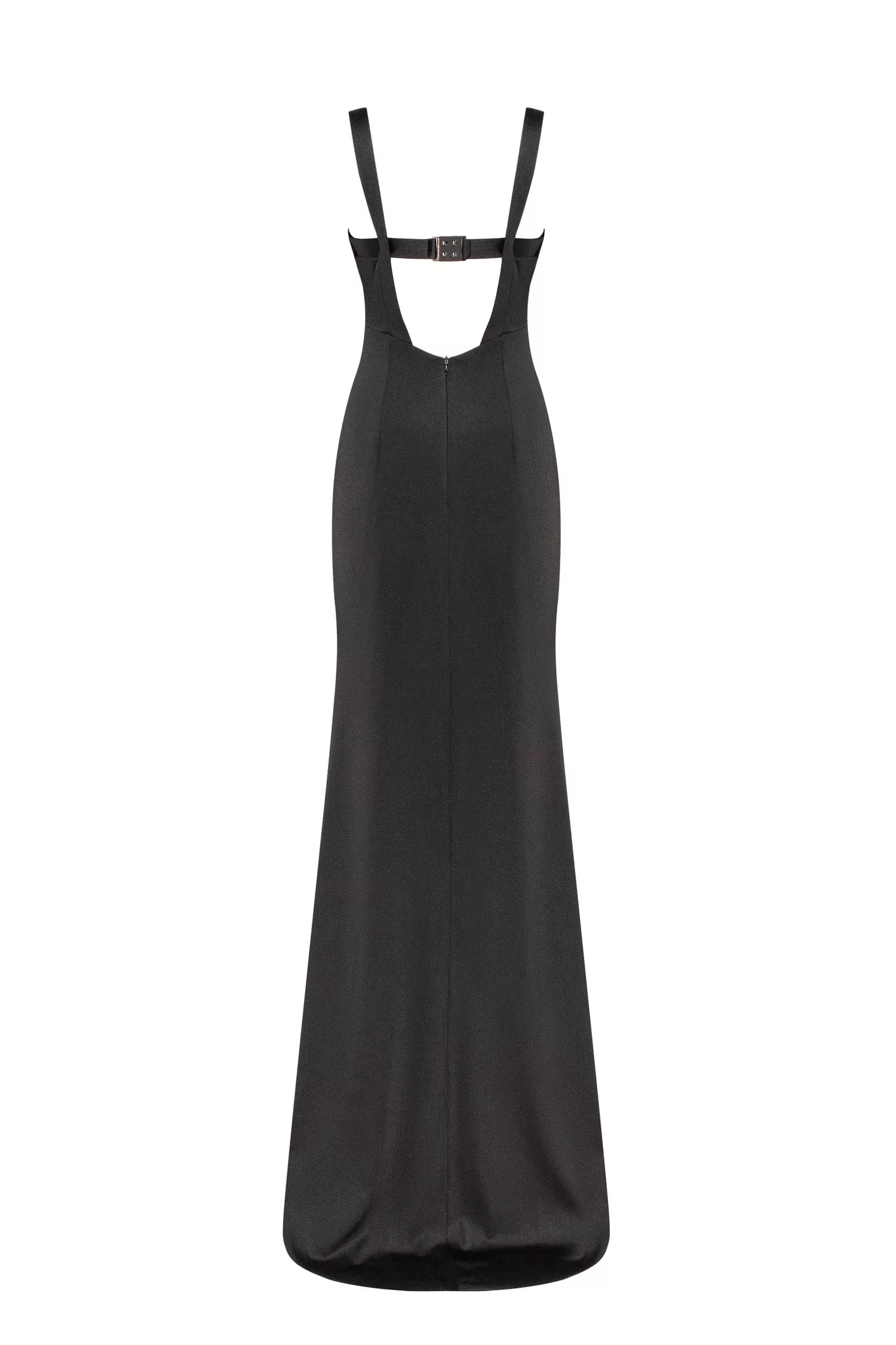 Show-stealer black maxi dress with a V-neckline, Smoky Quartz